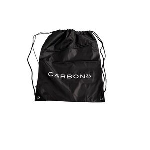 CARBON 38 Nylon Cinch Drawstring Backpack Black Zipper Yoga Gym Bag Travel NWOT